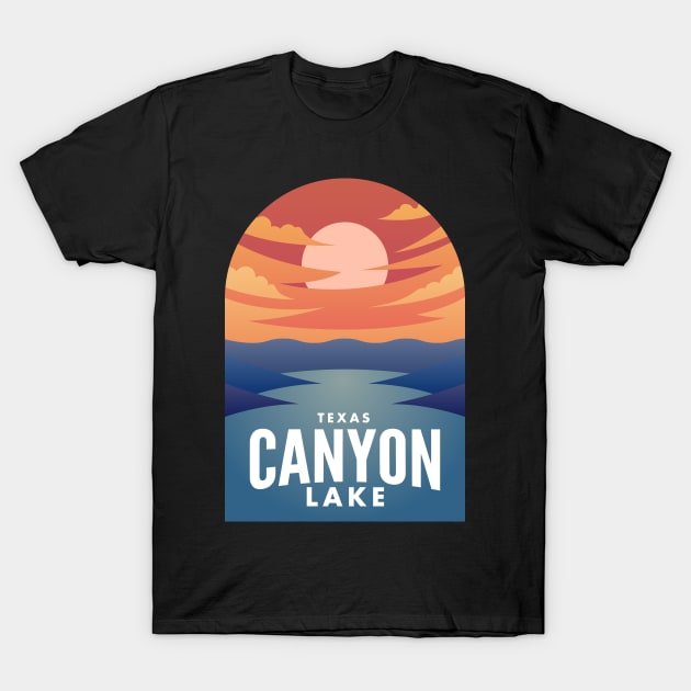 Canyon Lake TX Retro Sunset T-Shirt by HalpinDesign